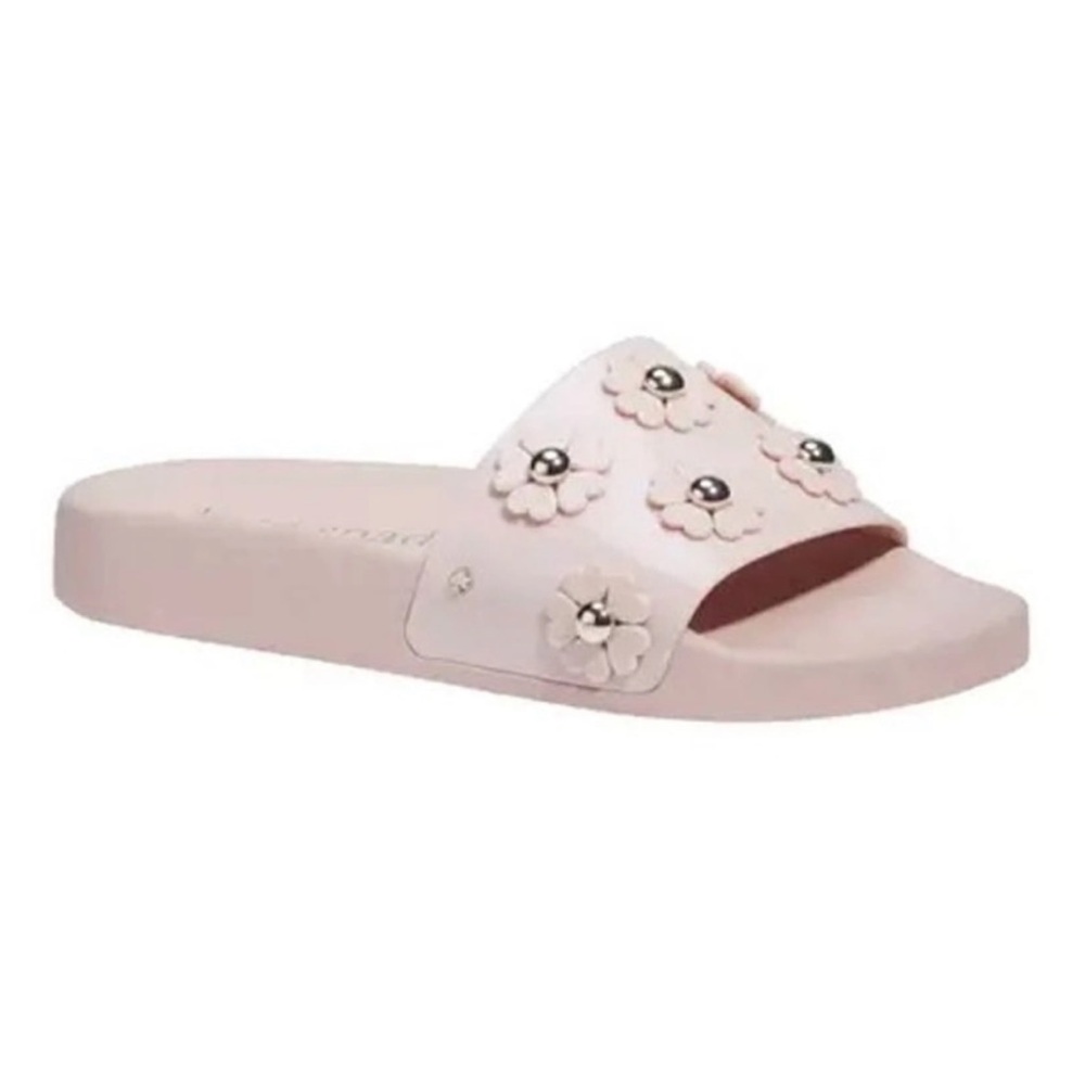 KATE SPADE SPRING FLOWER EMBELLISHED SLIDE SANDAL